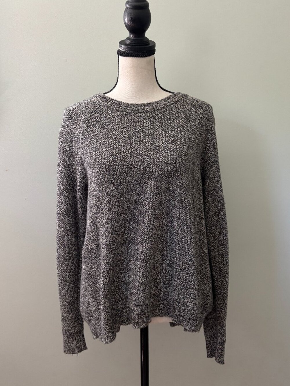 Madewell Marled Grey Tweed Knit Sweater Split Hem Medium Like New